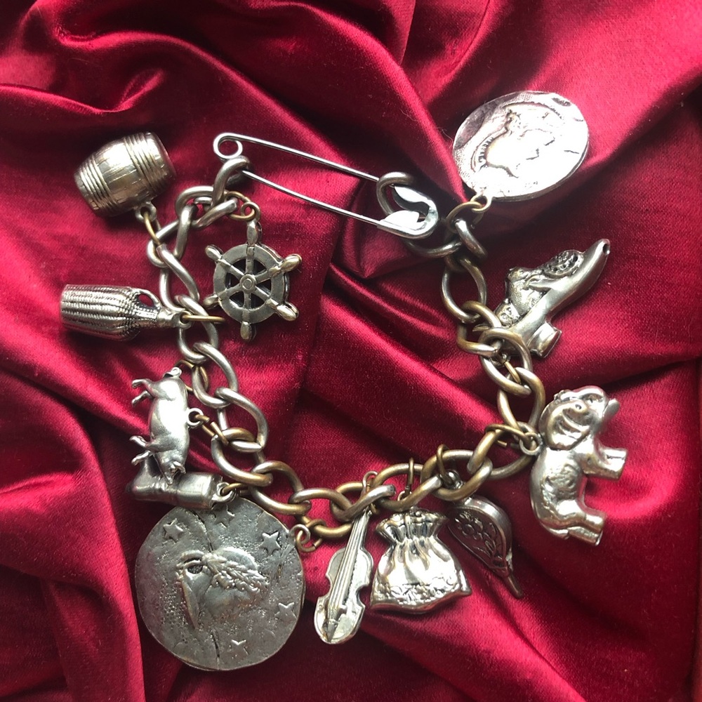 Silver vintage charm bracelet